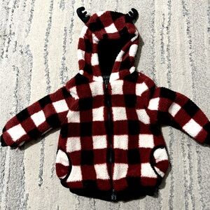 Toddler / Baby buffalo plaid zip up sweater hoodie